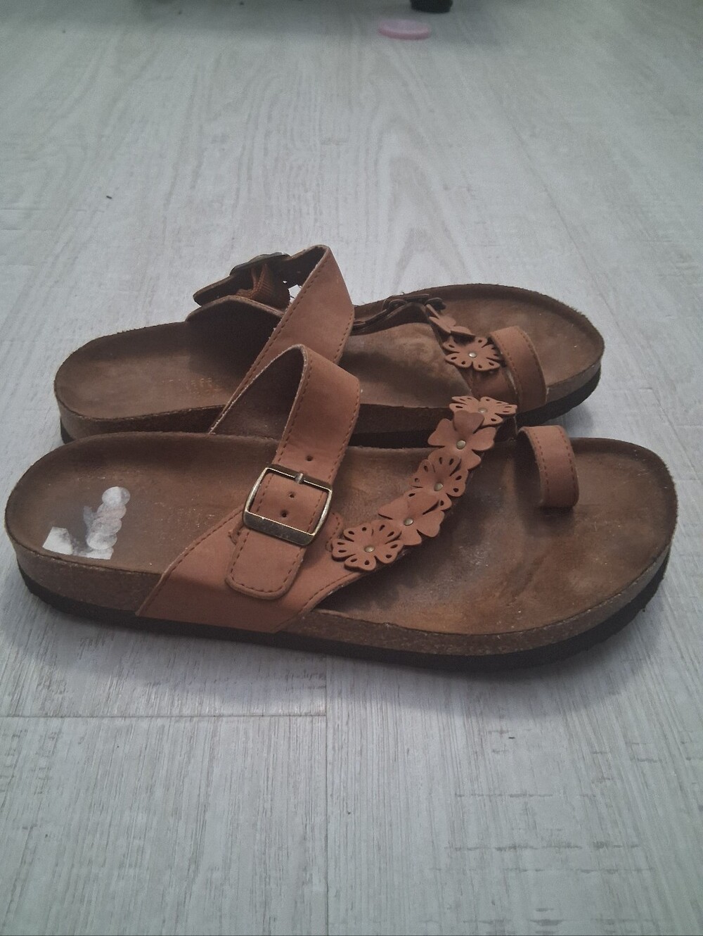 White Mountain Cliffs Footbed Sandals Brown Floral Womens 8